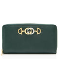 Gucci Leather Zumi Zip Around Wallet