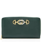Gucci Leather Zumi Zip Around Wallet