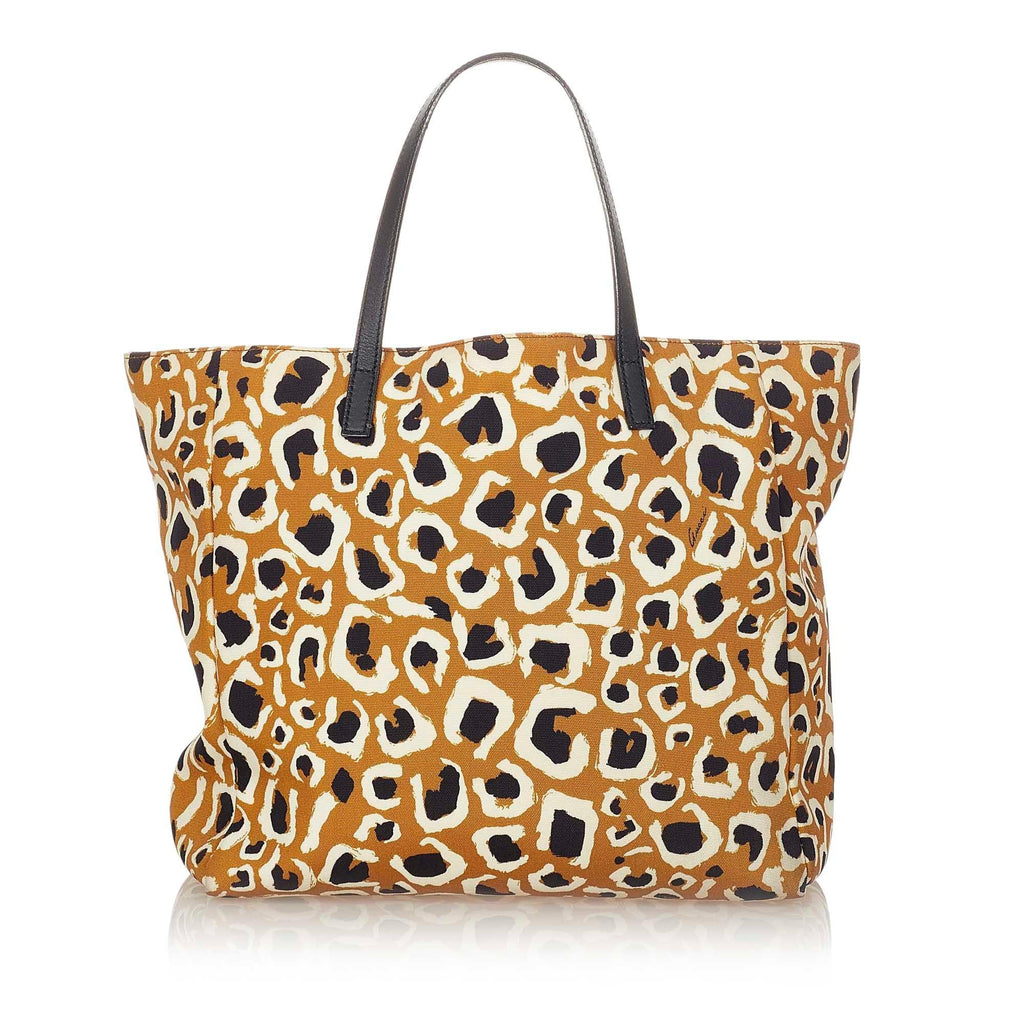 Gucci Leopard Printed Nylon Tote Bag (SHG-37366)