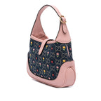 Gucci Limited Edition Mini GG Denim Embroidered Floral Jackie 1961 Crossbody