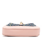Gucci Limited Edition Mini GG Denim Embroidered Floral Jackie 1961 Crossbody