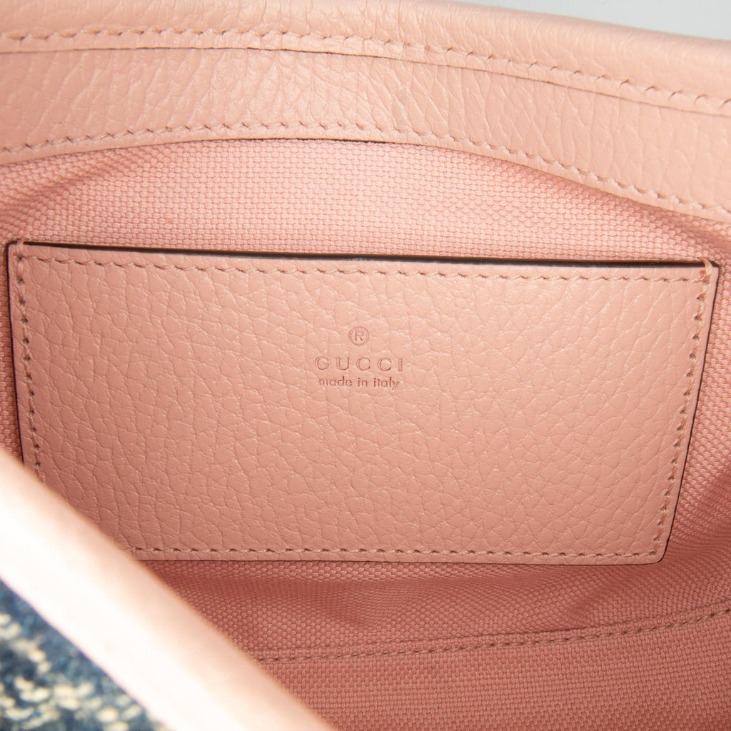 Gucci Limited Edition Mini GG Denim Embroidered Floral Jackie 1961 Crossbody