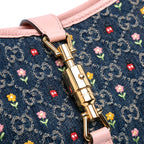 Gucci Limited Edition Small GG Embroidered Denim Floral Jackie 1961 Crossbody