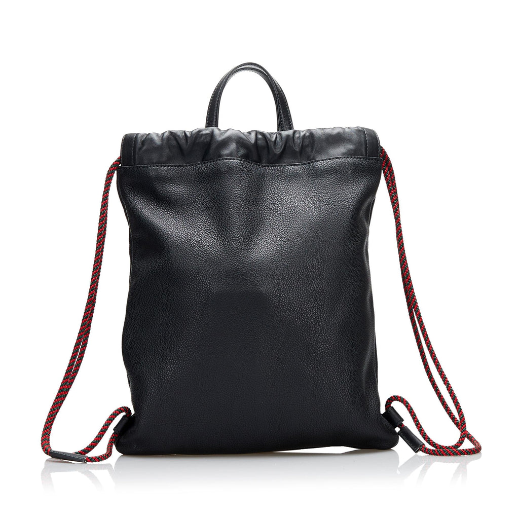 Gucci Logo Drawstring Leather Backpack (SHG-f1YPPC)