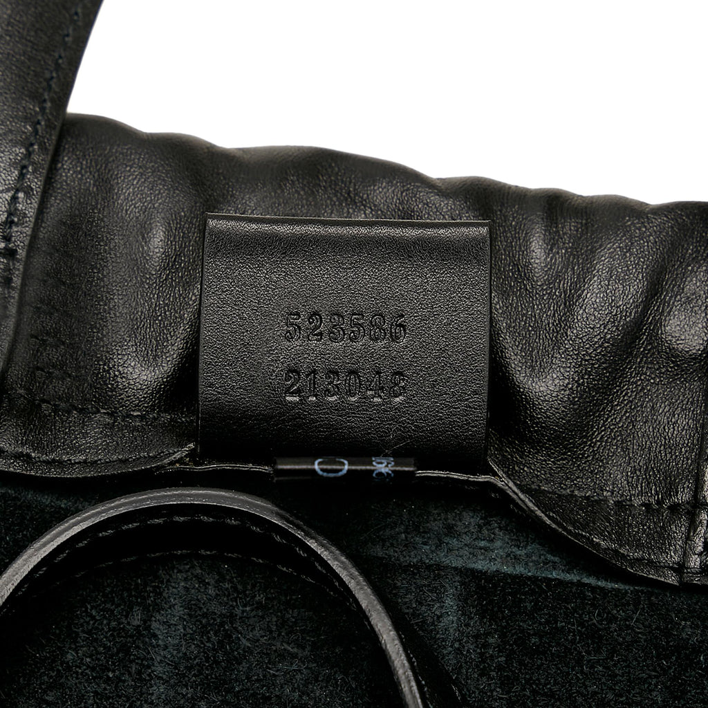 Gucci Logo Drawstring Leather Backpack (SHG-f1YPPC)