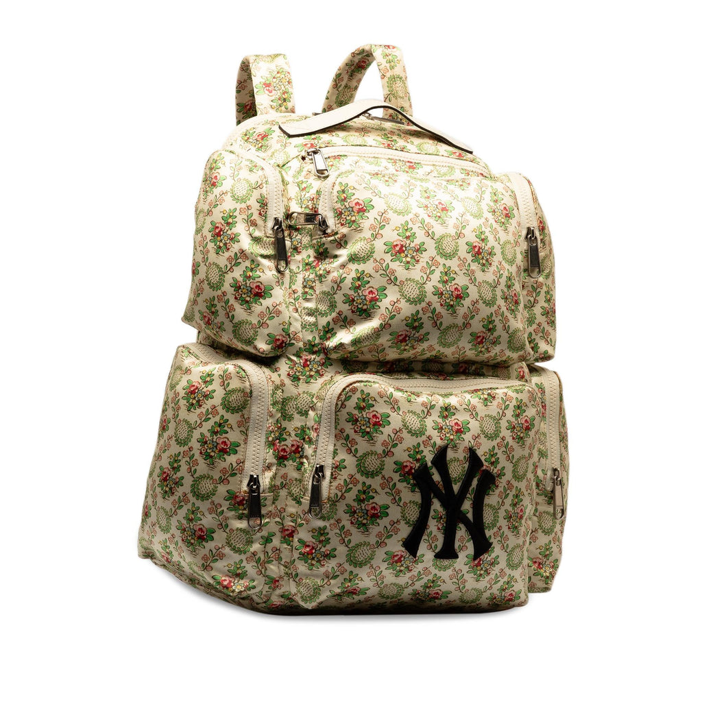 Gucci MLB Floral Satin NY Yankees Patch Backpack (SHG-chovBl)