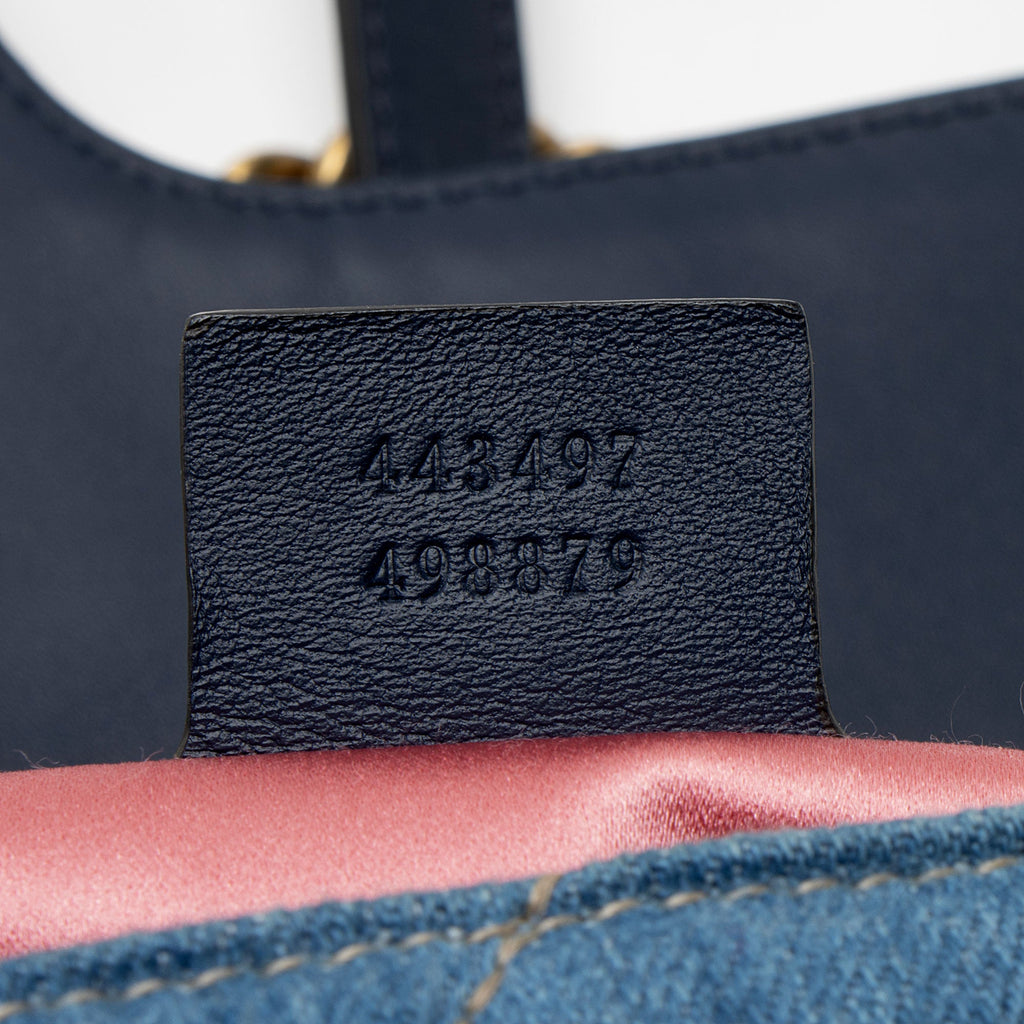 Gucci Matelasse Denim Pearl GG Marmont Medium Flap Bag