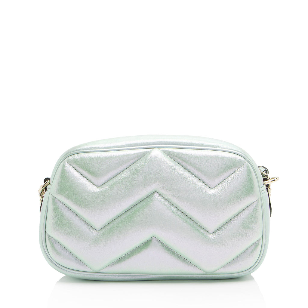 Gucci Iridescent Chevron Matelasse Leather GG Marmont Small Camera Bag