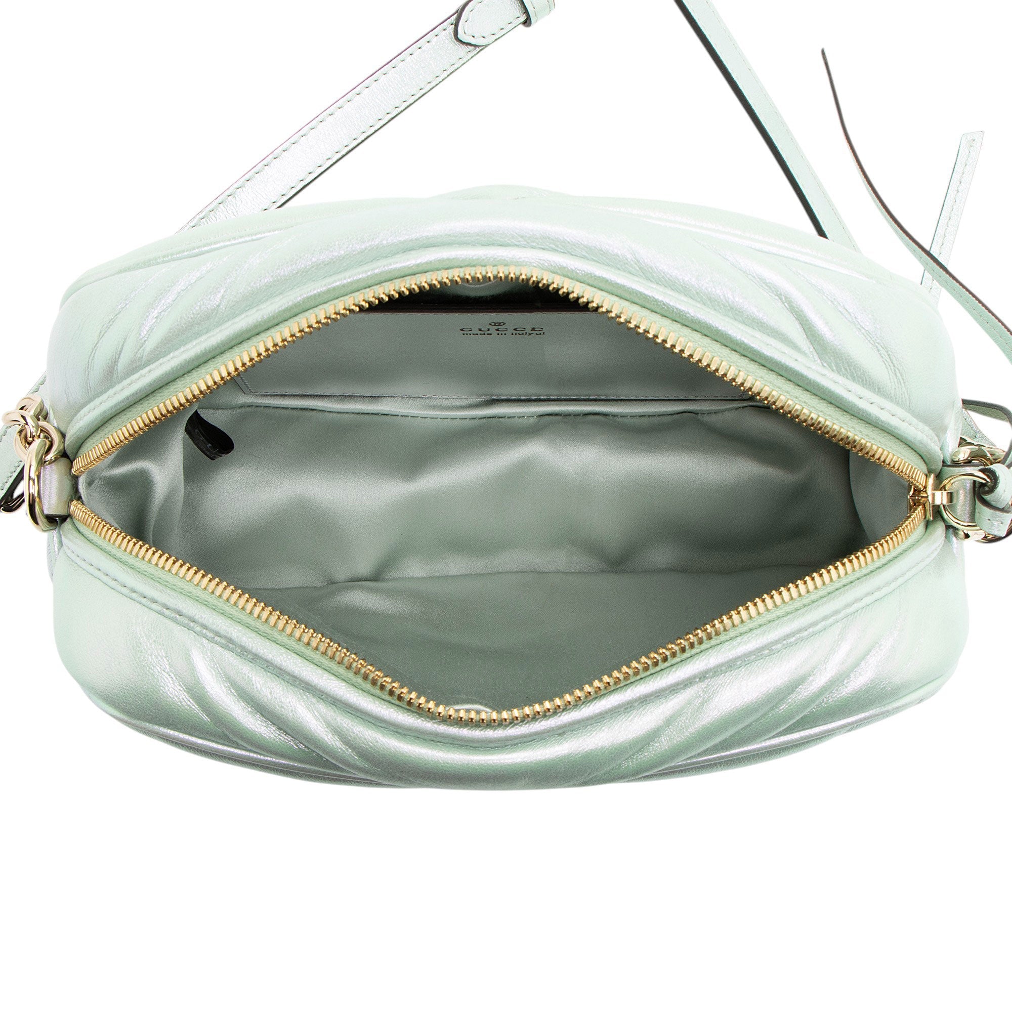 Gucci Iridescent Chevron Matelasse Leather GG Marmont Small Camera Bag