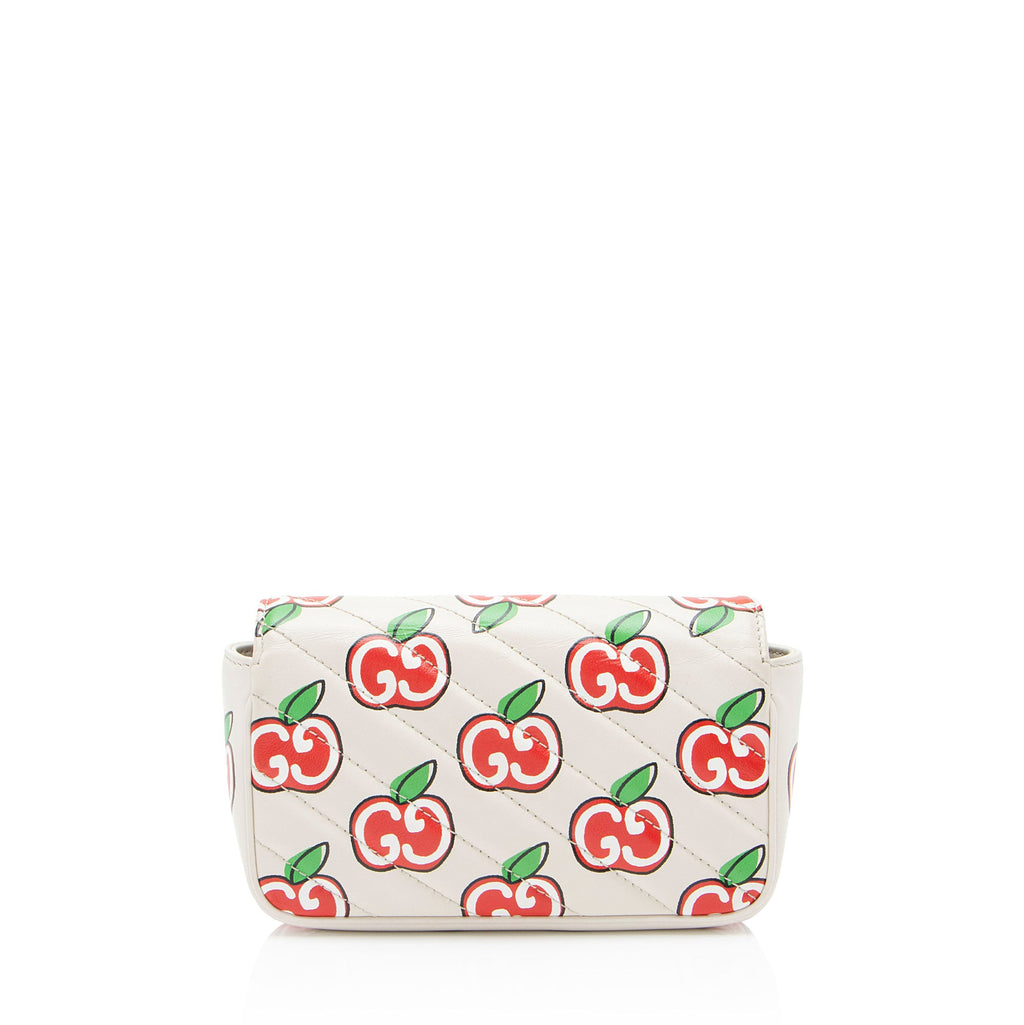 Gucci Matelasse Leather Apple GG Marmont Mini Flap Bag