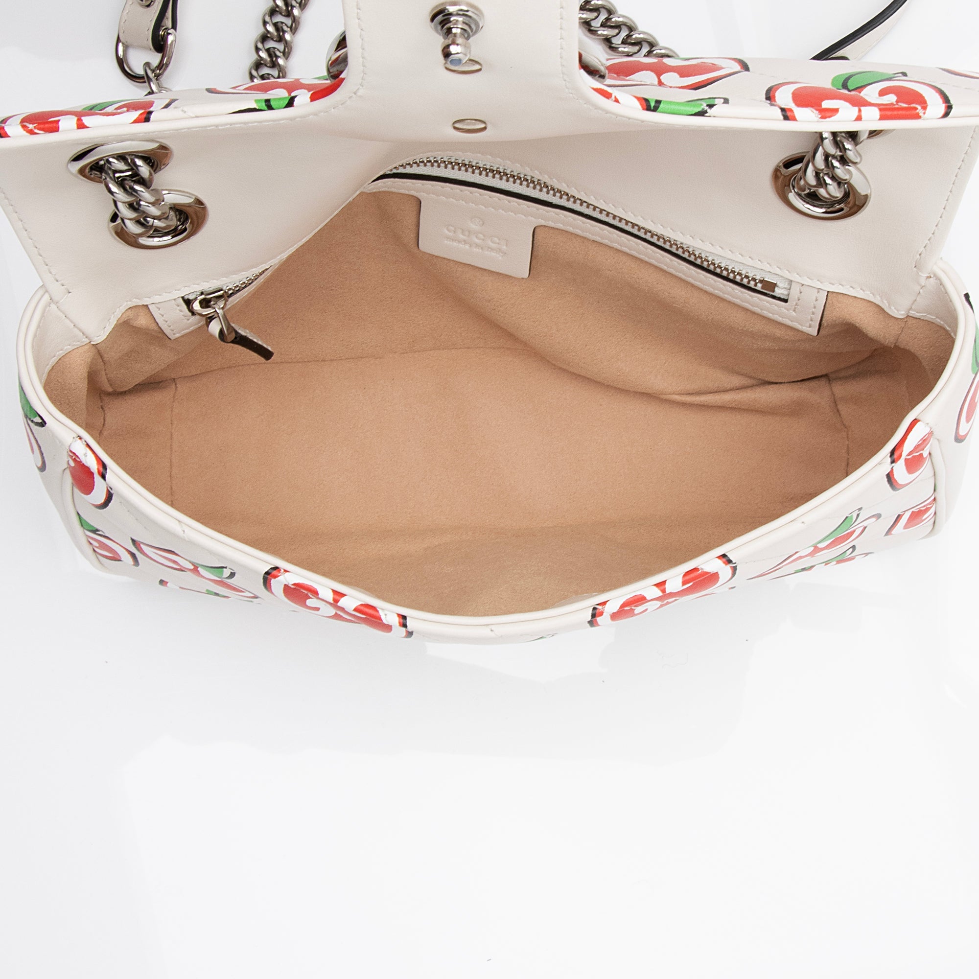 Gucci Matelasse Leather Apple Monogram GG Marmont Small Shoulder Bag (SHF-RyDLUZ)
