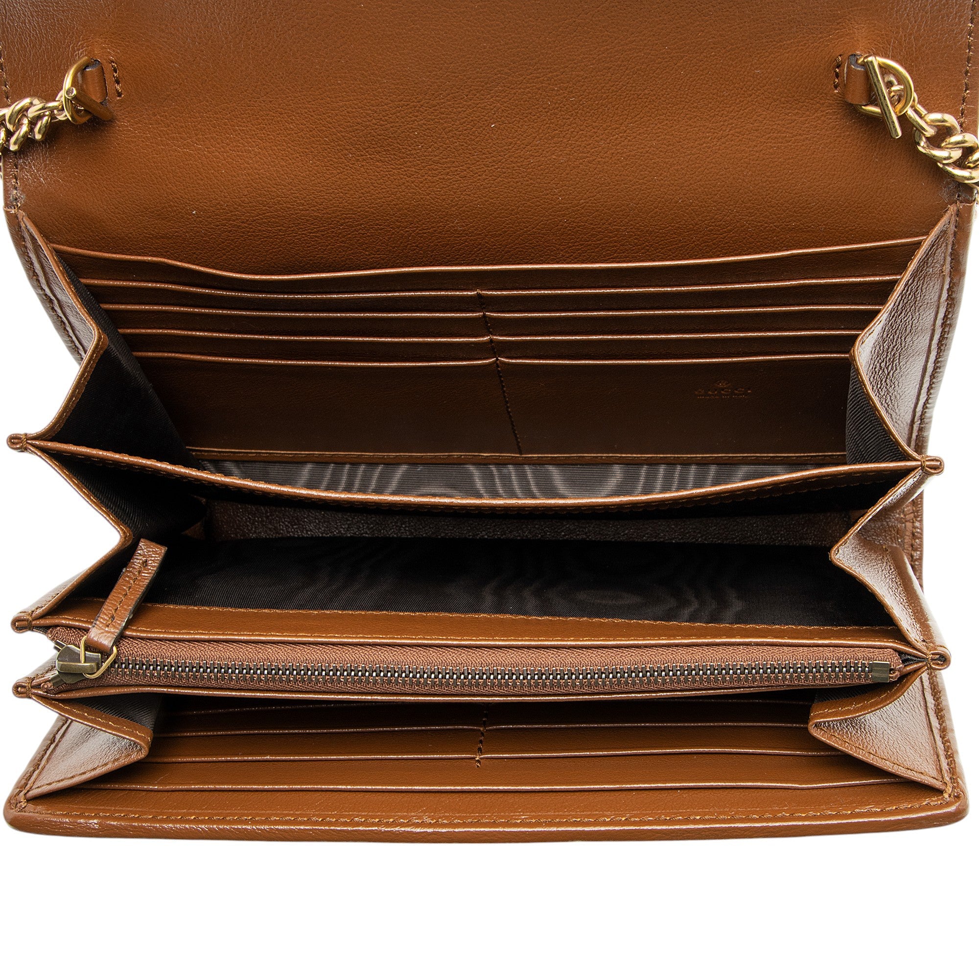 Gucci Diagonal Matelasse Leather GG Marmont Wallet on Chain