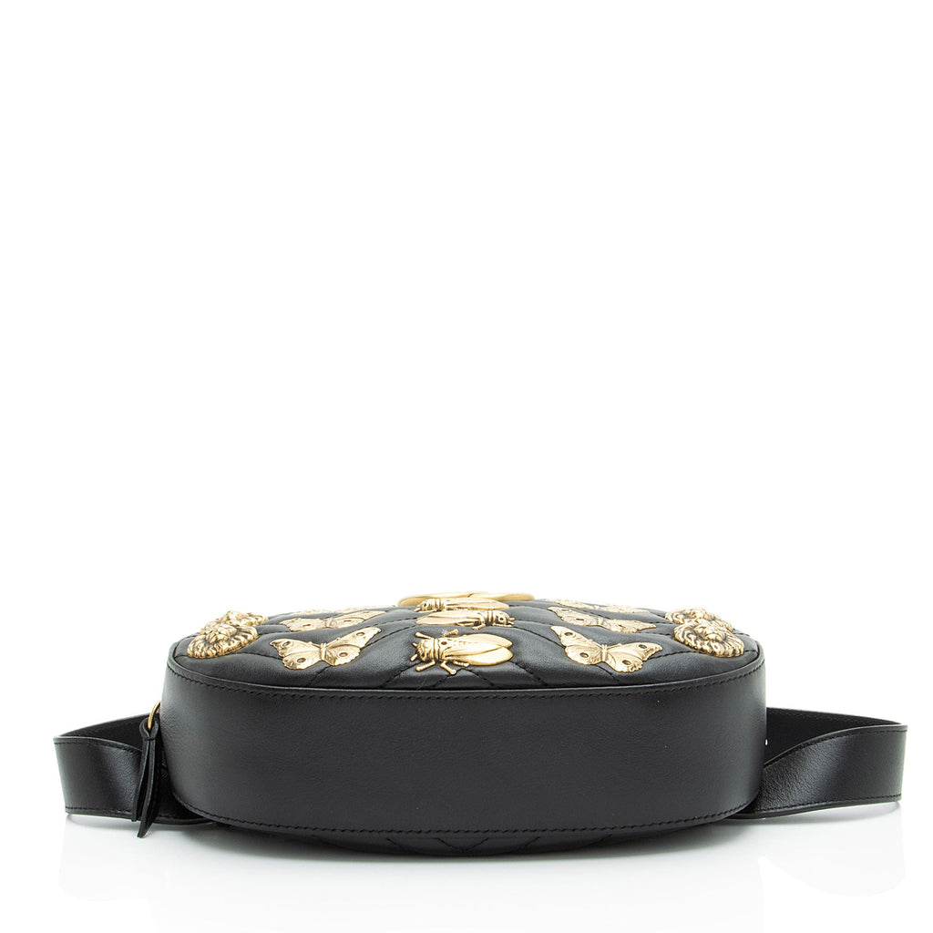 Gucci Matelasse Leather GG Marmont Animal Studs Belt Bag - Size 34 / 75