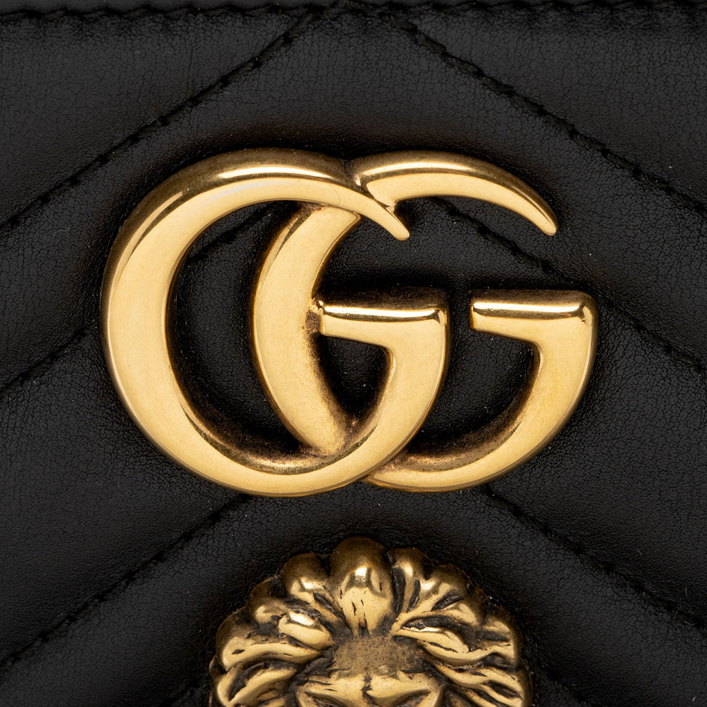 Gucci Matelasse Leather GG Marmont Animal Studs Clutch