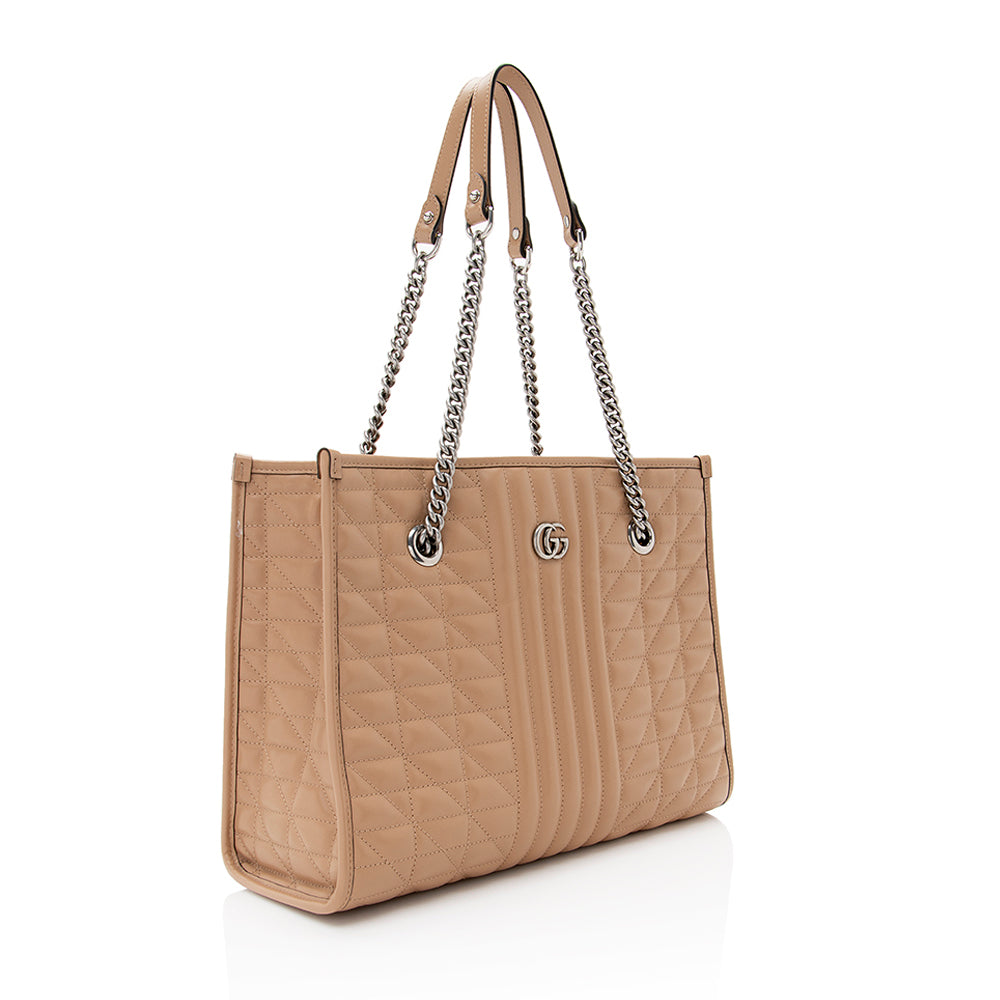 Gucci Matelasse Leather GG Marmont Aria Medium Tote (SHF-19528)