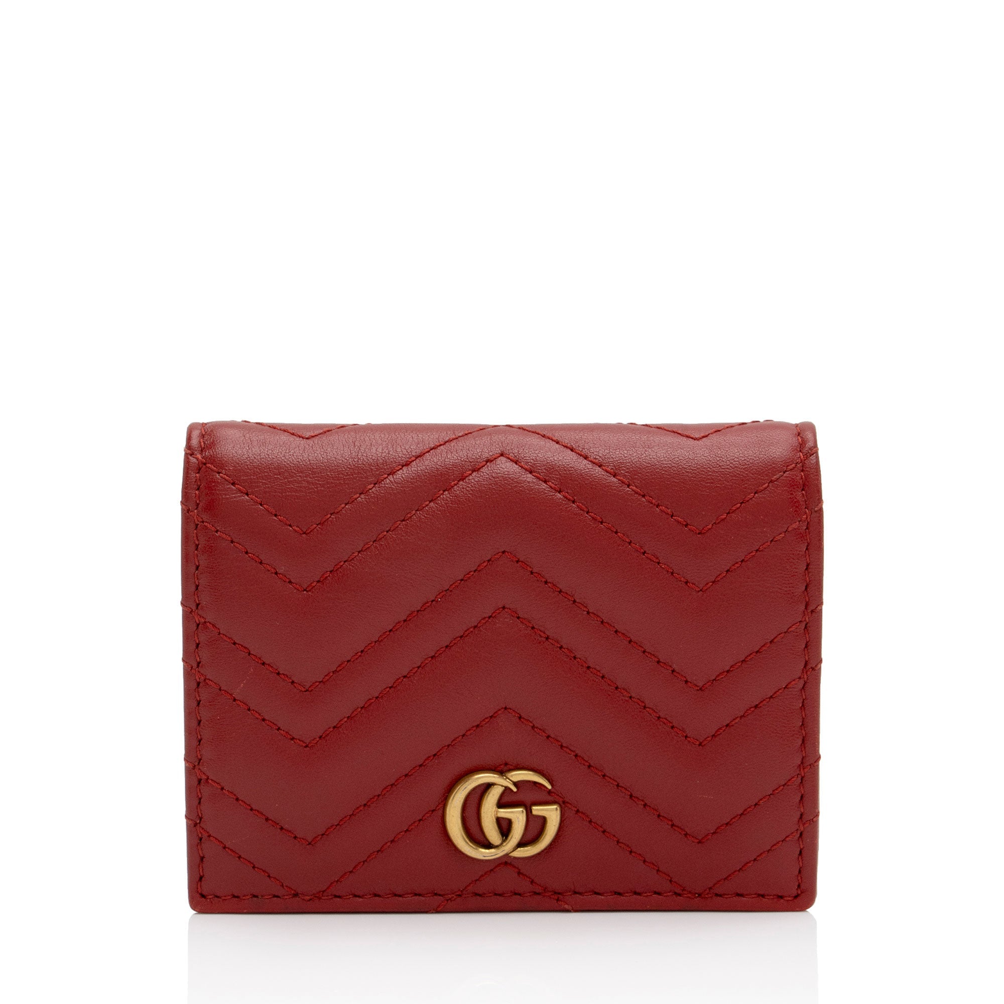 Gucci Matelasse Leather GG Marmont Card Case Wallet (SHF-o0HCO4)