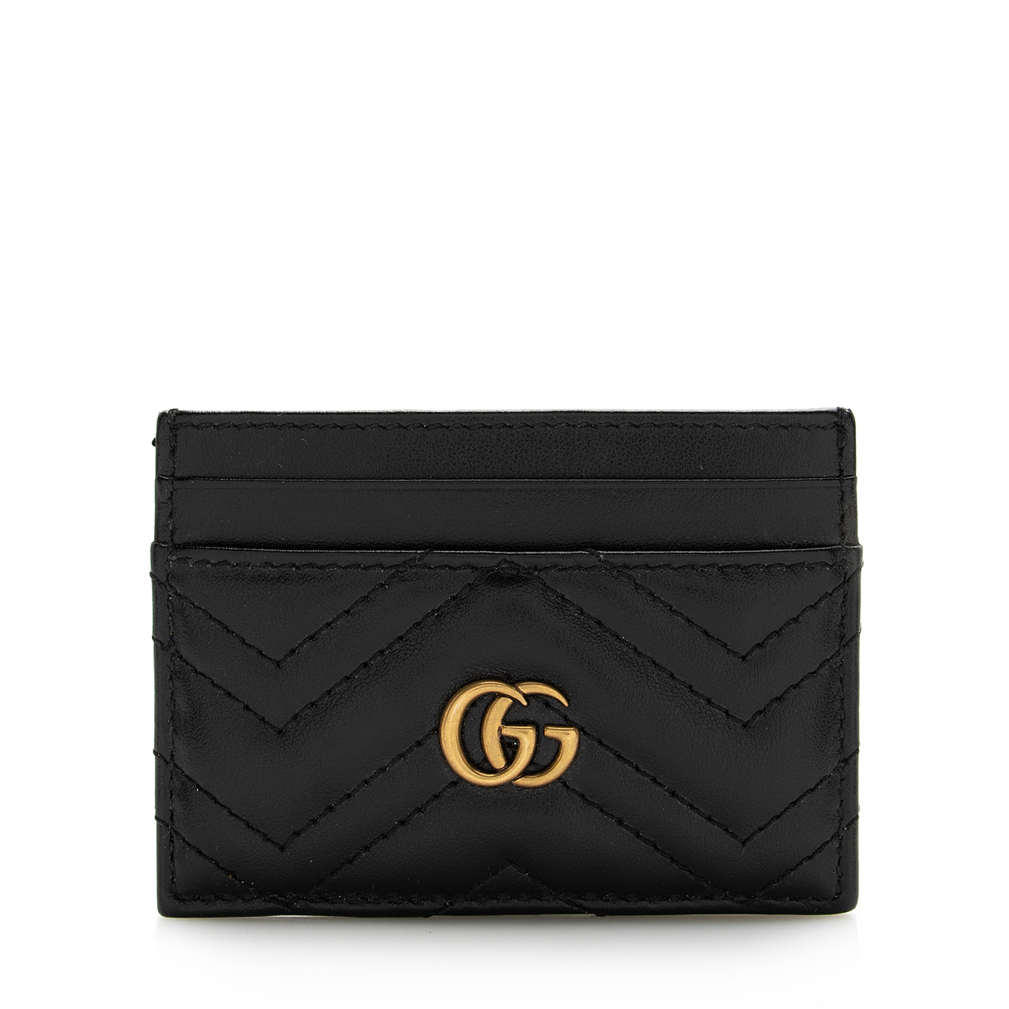 Gucci Matelasse Leather GG Marmont Card Case (SHF-22416)