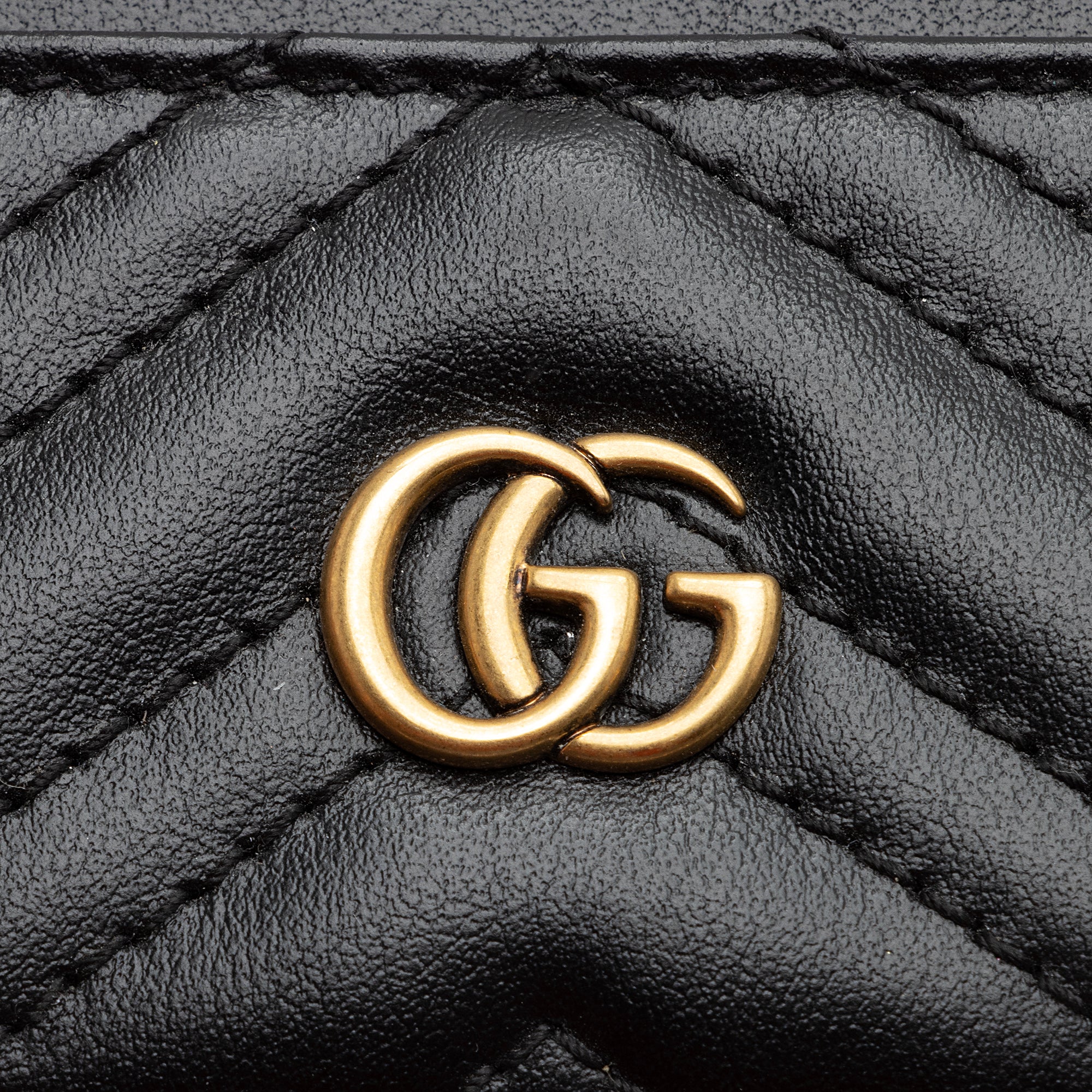 Gucci Matelasse Leather GG Marmont Card Case (SHF-22416)