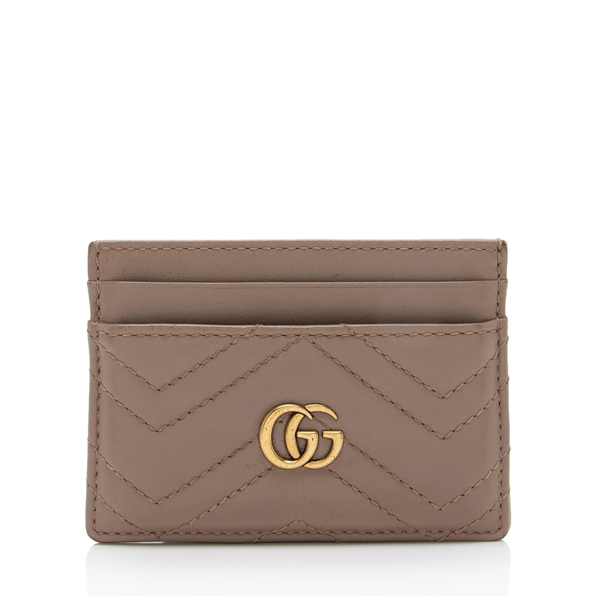 Gucci Matelasse Leather GG Marmont Card Case (SHF-oTHyTR)
