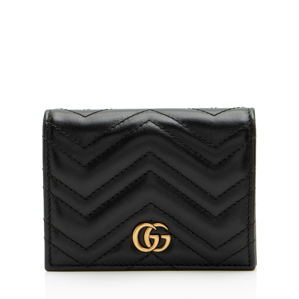 Gucci Matelasse Leather GG Marmont Card Wallet (SHF-vb1hJE)