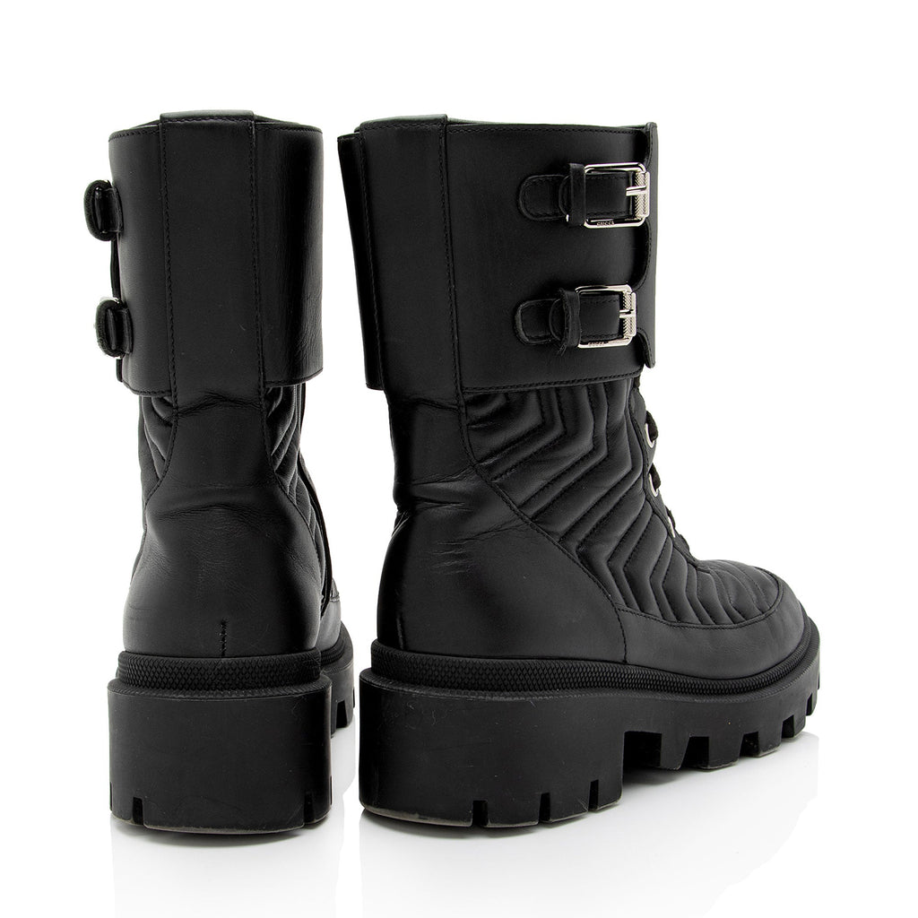 Gucci Matelasse Leather GG Marmont Charlotte Boots - Size 7.5 / 37.5 (SHF-liB5vn)