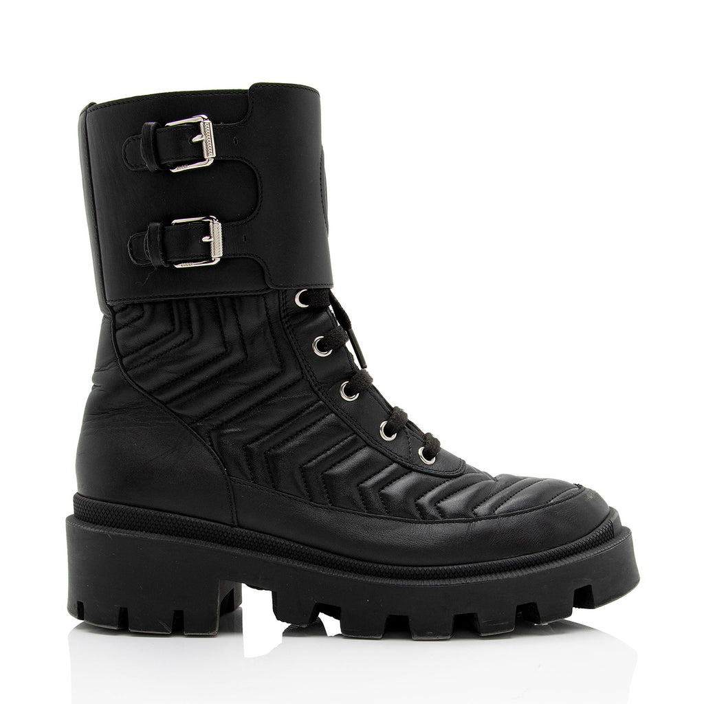 Gucci Matelasse Leather GG Marmont Charlotte Boots - Size 7.5 / 37.5 (SHF-liB5vn)