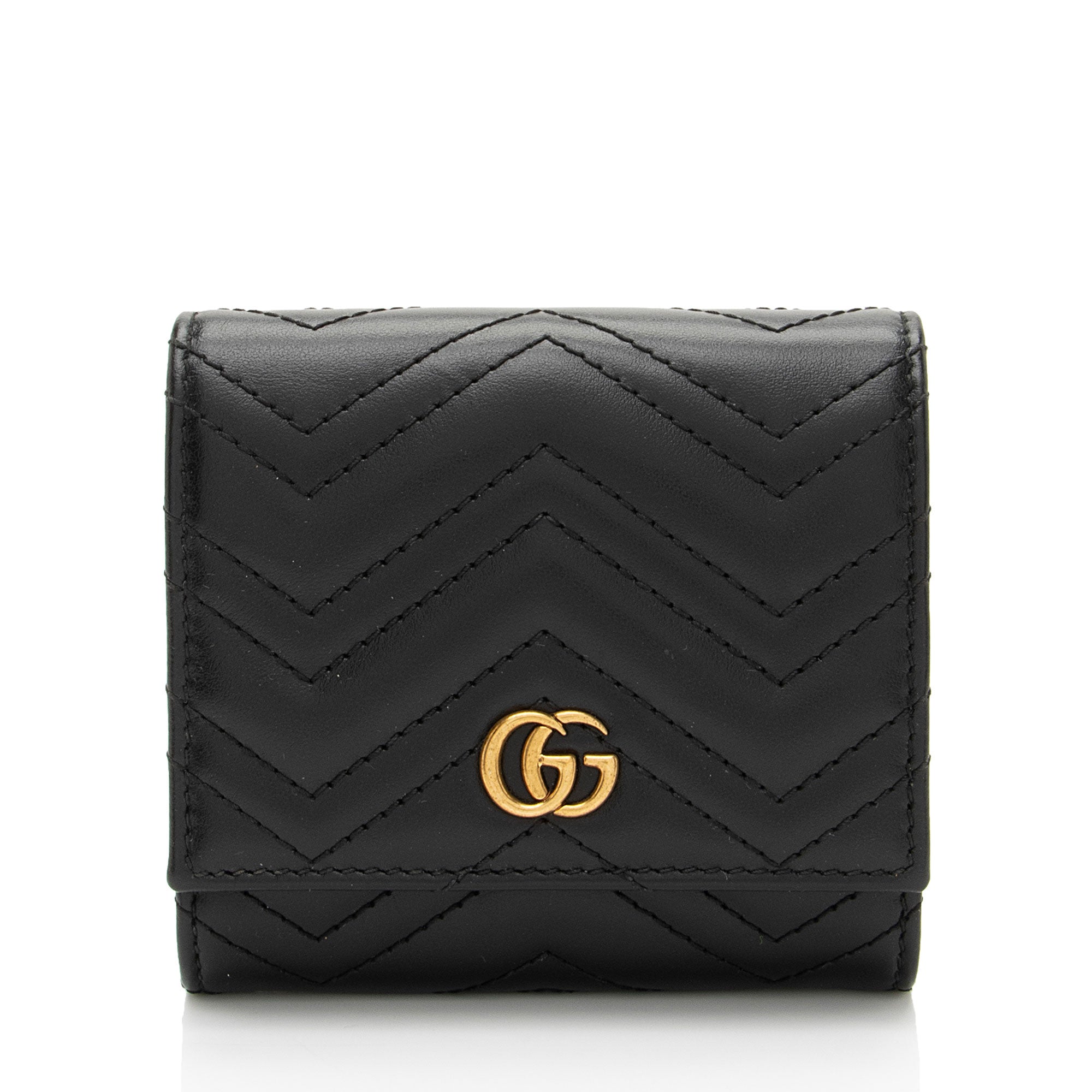 Gucci Matelasse Leather GG Marmont Compact Wallet