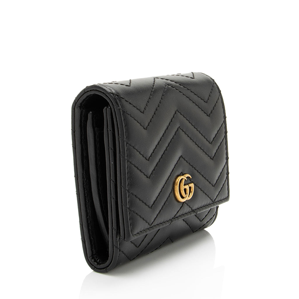 Gucci Matelasse Leather GG Marmont Compact Wallet