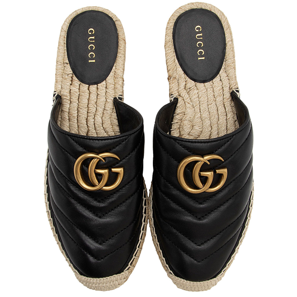 Gucci Matelasse Leather GG Marmont Espadrille Mules - Size 6 / 36 (SHF-GM62mi)