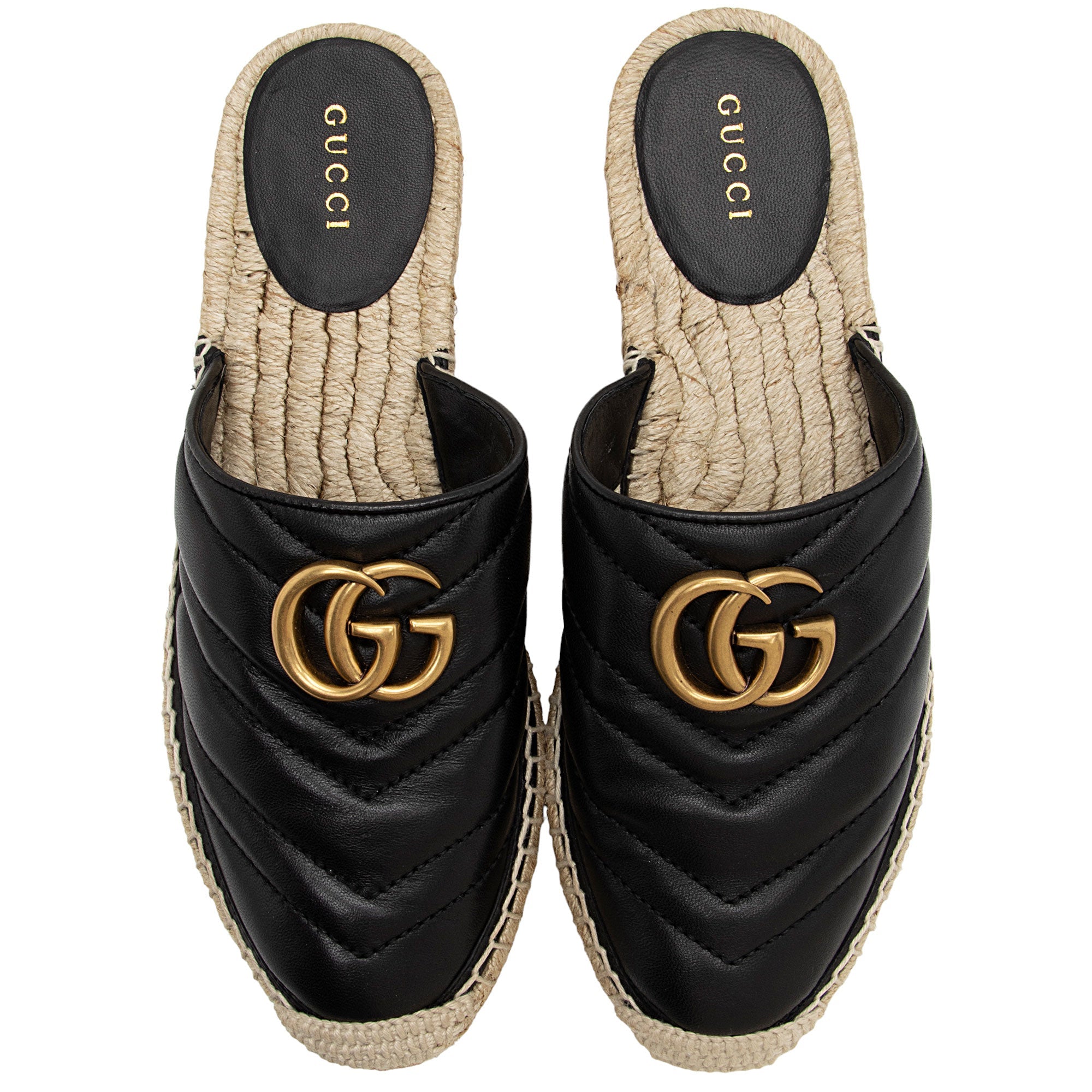 Gucci Matelasse Leather GG Marmont Espadrille Mules - Size 6 / 36 (SHF-GM62mi)