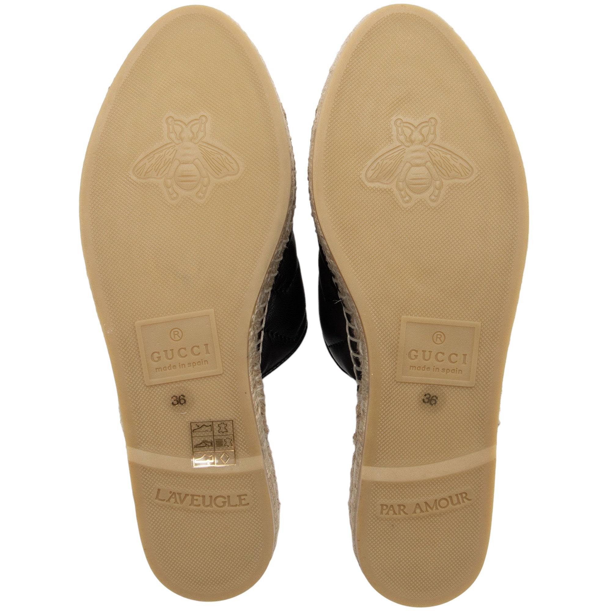 Gucci Matelasse Leather GG Marmont Espadrille Mules - Size 6 / 36 (SHF-GM62mi)