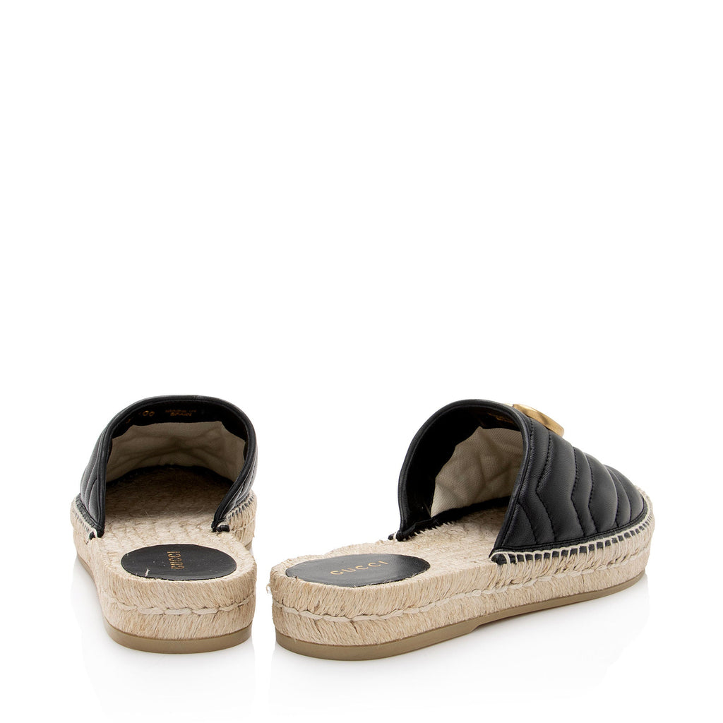 Gucci Matelasse Leather GG Marmont Espadrille Mules - Size 9 / 39 (SHF-kmOrCD)