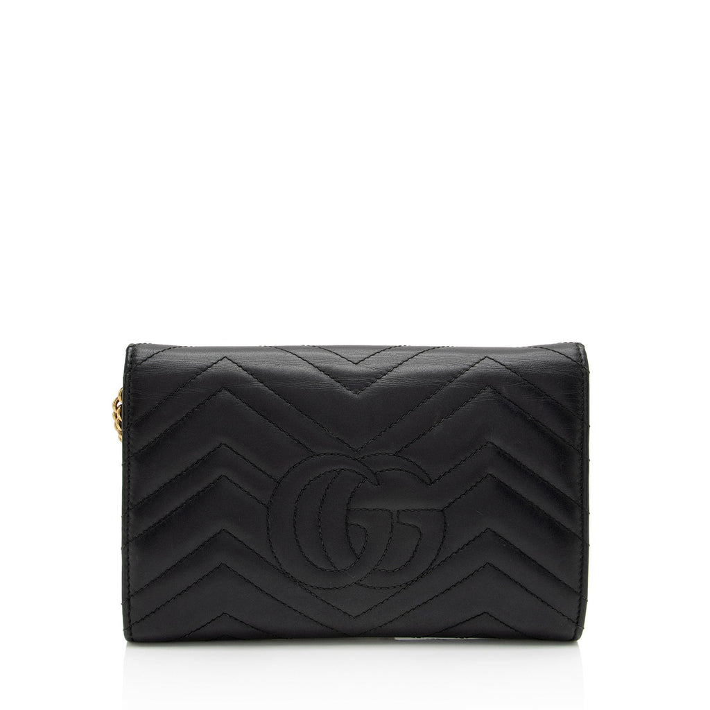 Gucci Matelasse Leather GG Marmont Flap Mini Wallet Bag (SHF-6xoeZx)