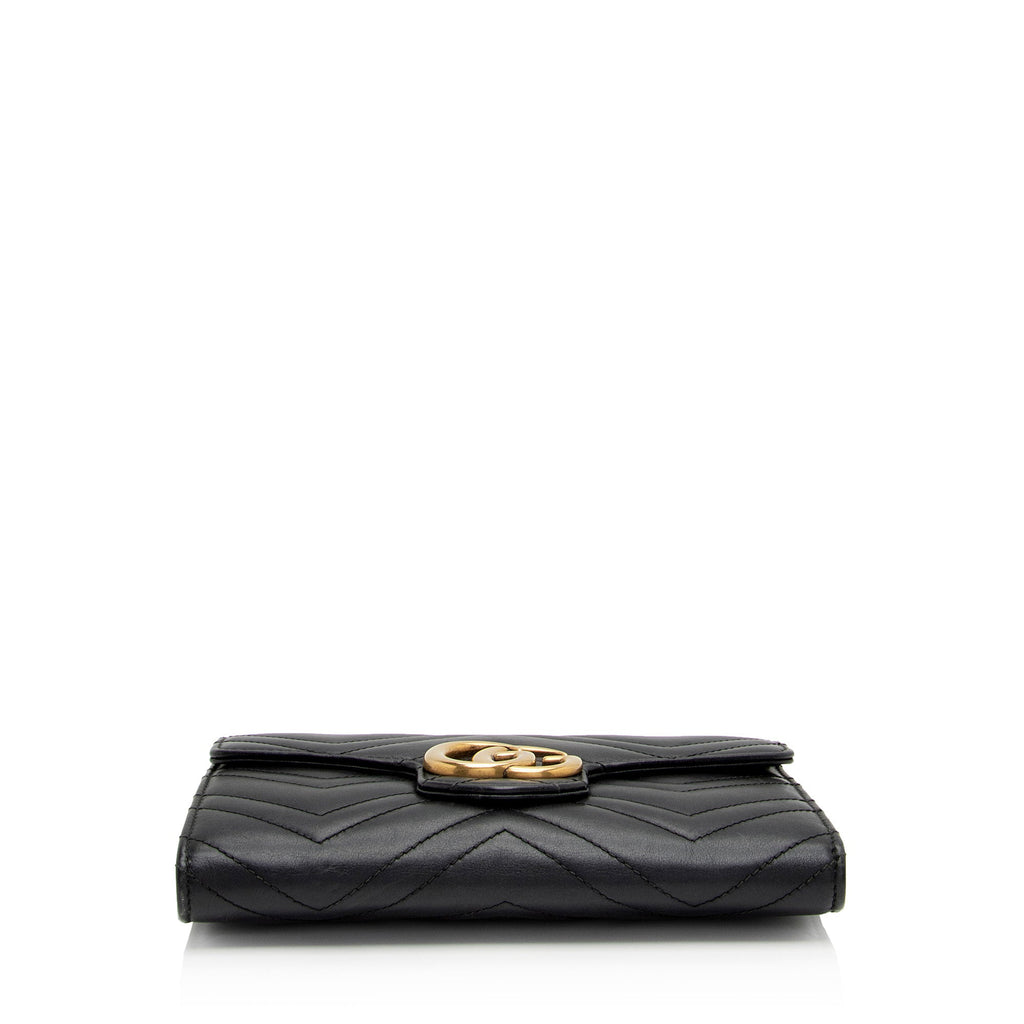 Gucci Matelasse Leather GG Marmont Flap Mini Wallet Bag (SHF-6xoeZx)