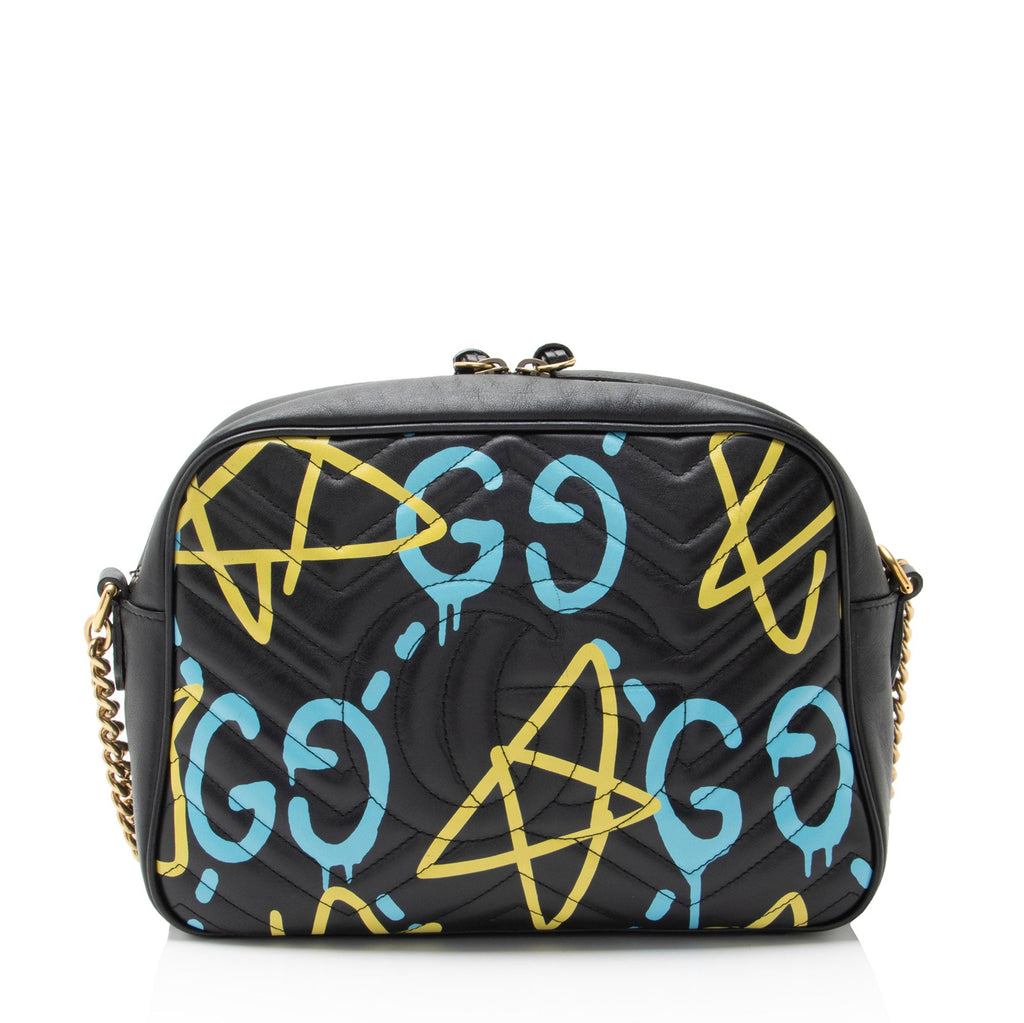 Gucci Matelasse Leather GG Marmont Ghost Medium Camera Bag