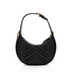 Gucci Matelasse Leather GG Marmont Half Moon Mini Shoulder Bag (SHF-KwqPFJ)
