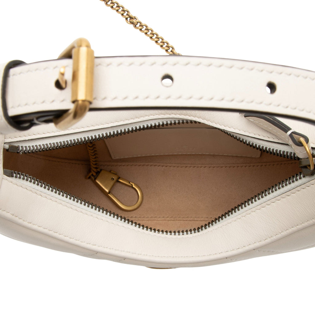 Gucci Matelasse Leather GG Marmont Half Moon Mini Shoulder Bag