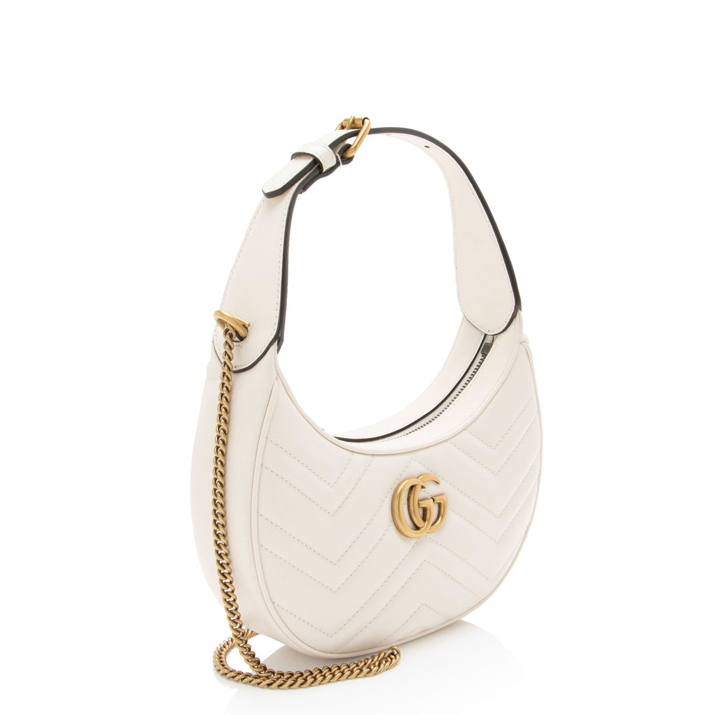 Gucci Matelasse Leather GG Marmont Half Moon Mini Shoulder Bag