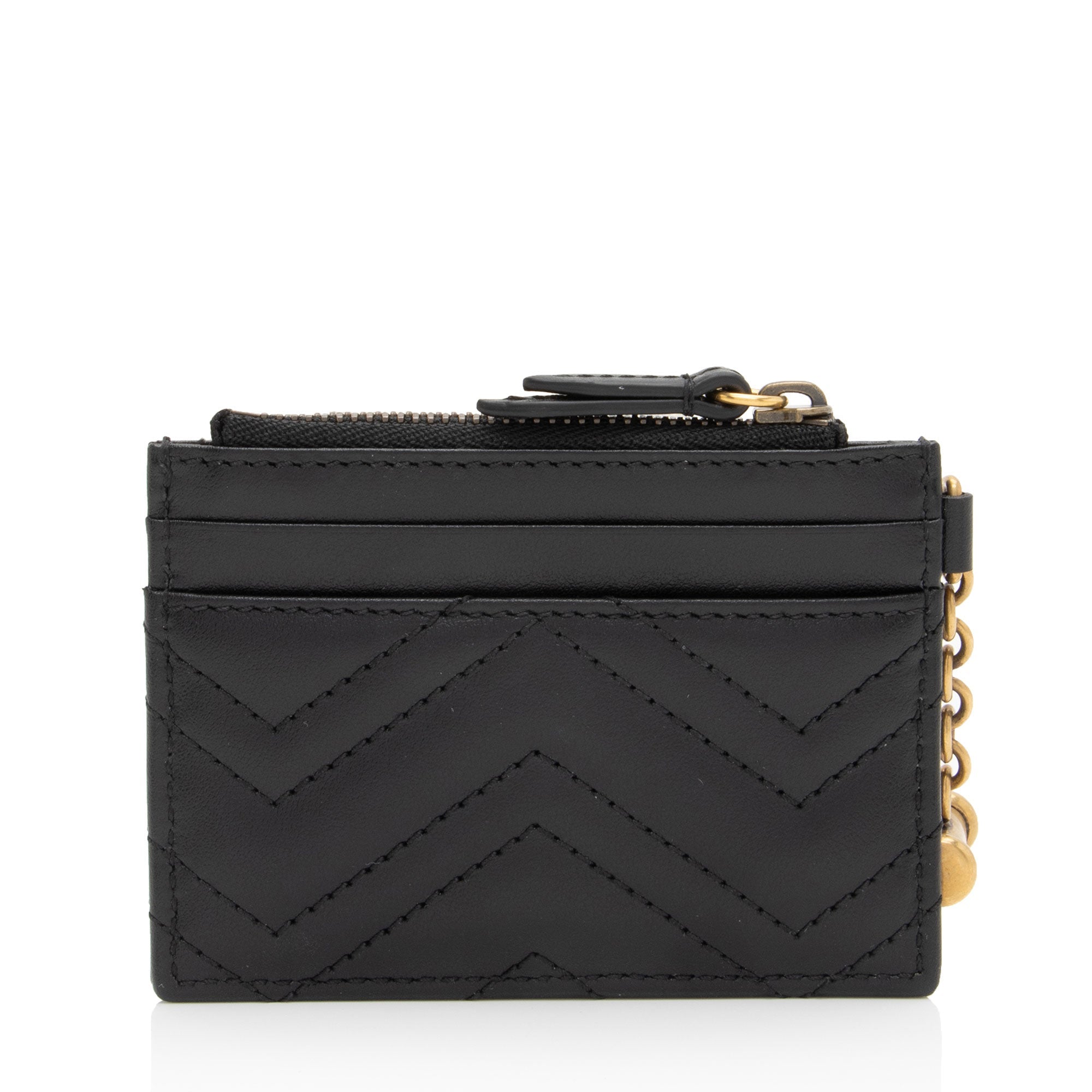 Gucci Matelasse Leather GG Marmont Keychain Card Holder (SHF-amPgBl)