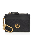 Gucci Matelasse Leather GG Marmont Keychain Card Holder (SHF-amPgBl)