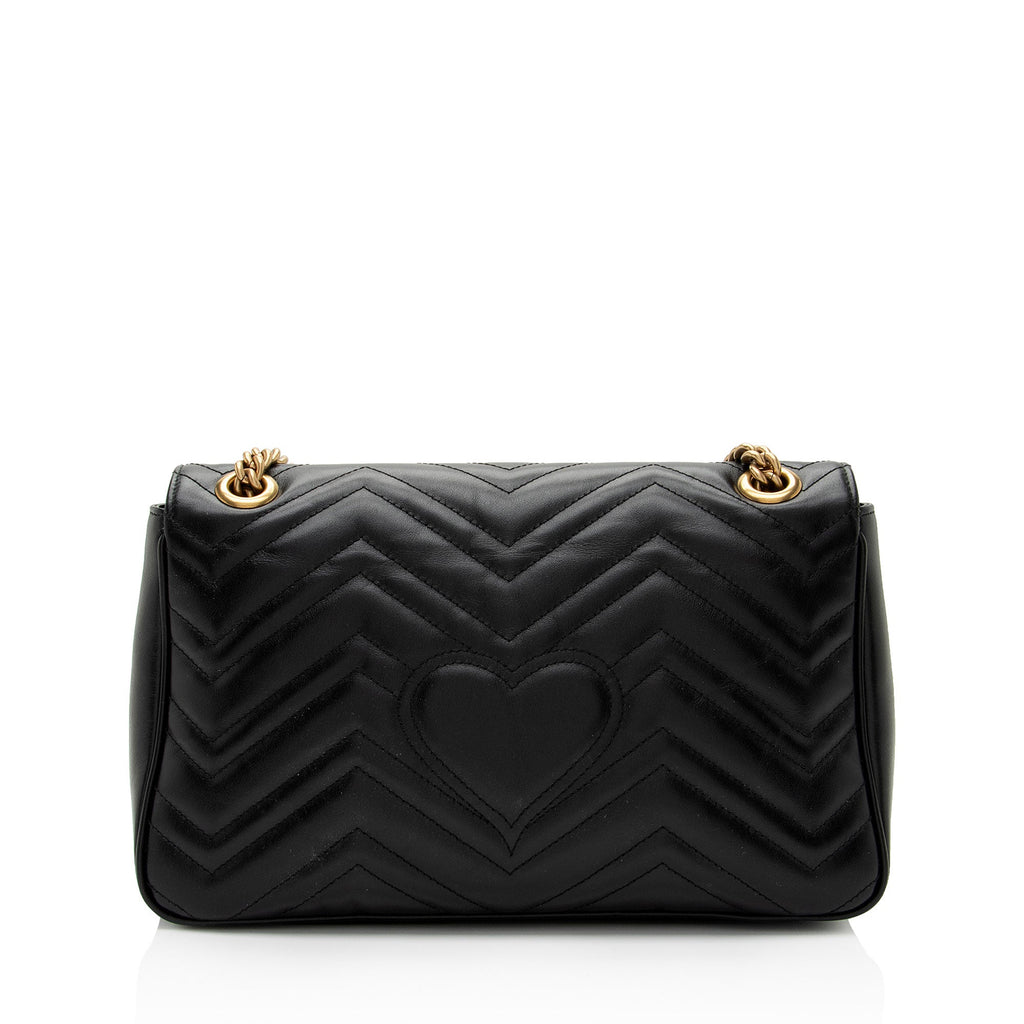 Gucci Matelasse Leather GG Marmont Medium Flap Bag (SHF-maxMO9)
