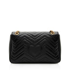 Gucci Matelasse Leather GG Marmont Medium Flap Bag (SHF-maxMO9)