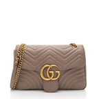 Gucci Matelasse Leather GG Marmont Medium Flap Shoulder Bag (SHF-EZthFS)