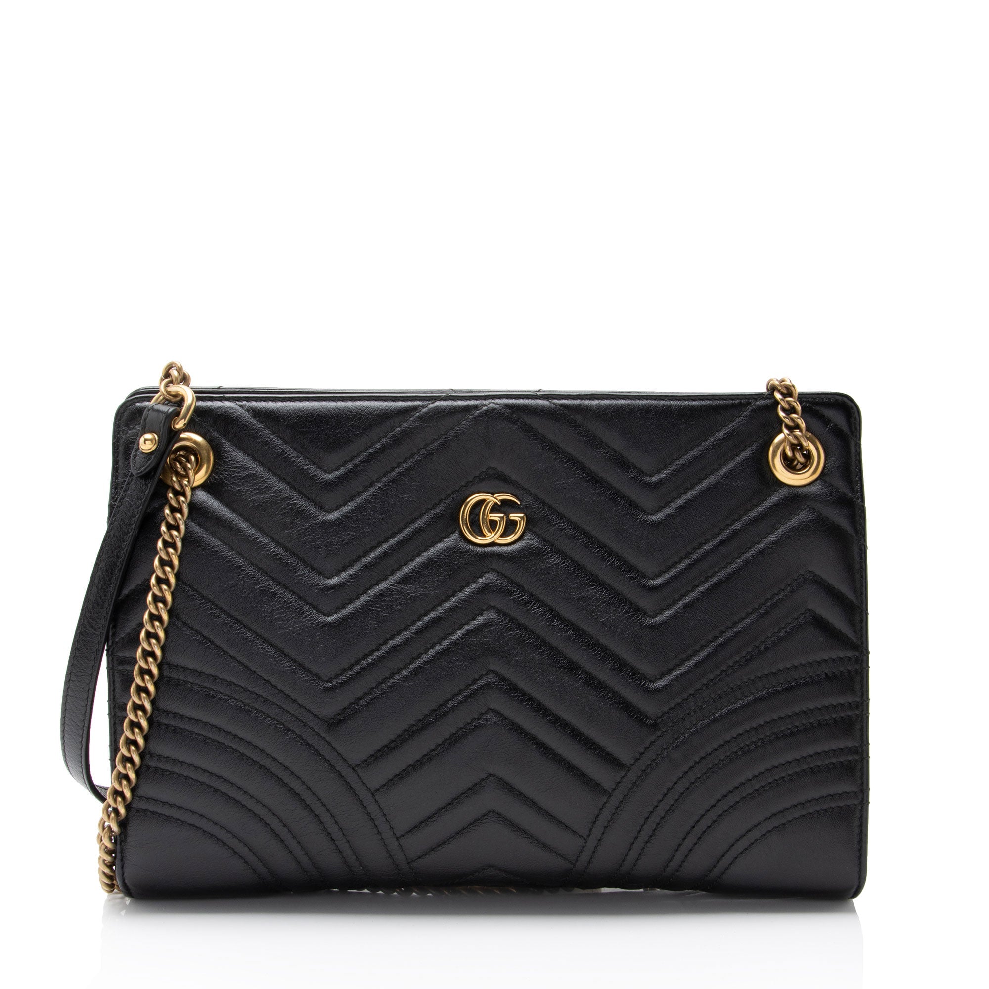 Gucci Matelasse Leather GG Marmont Medium Slim Open Shoulder Bag