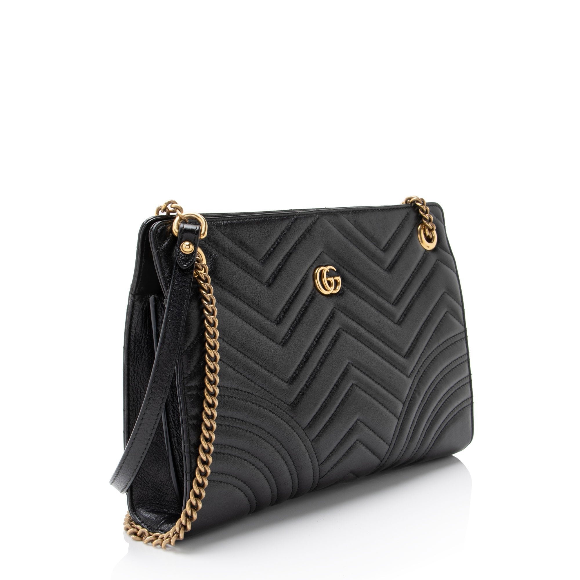 Gucci Matelasse Leather GG Marmont Medium Slim Open Shoulder Bag