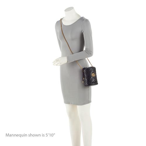 Gucci Matelasse Leather GG Marmont Mini Bucket Bag (SHF-IV6bhP)