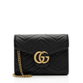 Gucci Matelasse Leather GG Marmont Mini Square Chain Bag (SHF-WW8qZG)