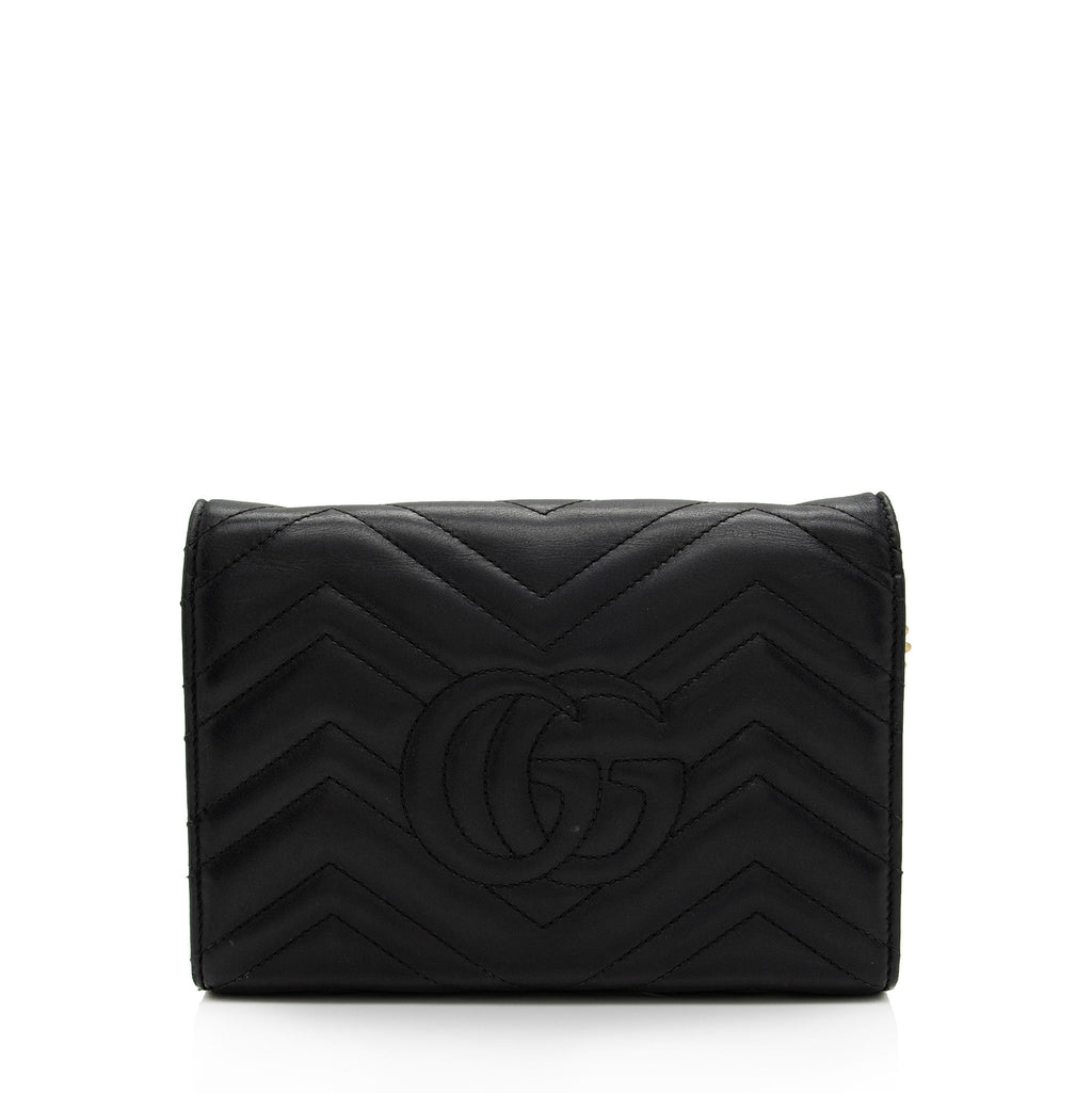 Gucci Matelasse Leather GG Marmont Mini Chain Shoulder Bag (SHF-KHf4XN)
