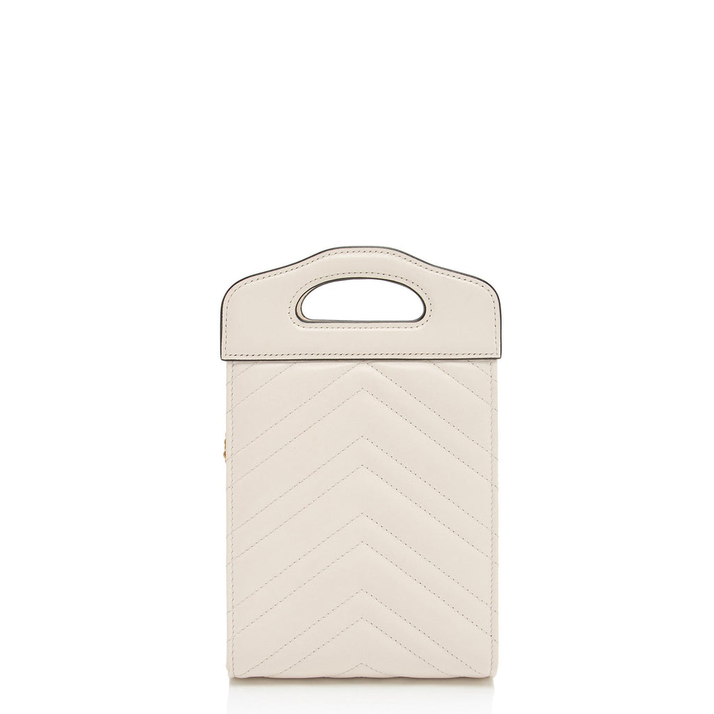 Gucci Matelasse Leather GG Marmont Mini Slip Top Handle (SHF-krsWgi)