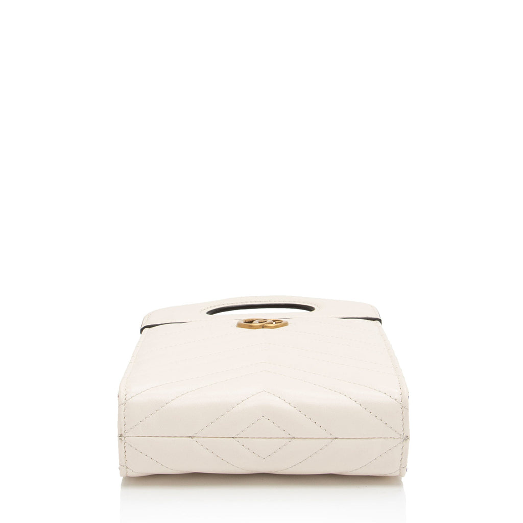 Gucci Matelasse Leather GG Marmont Mini Slip Top Handle (SHF-krsWgi)